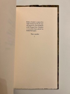 Special edition, colophon page