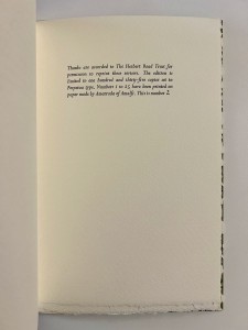 Special edition, colophon page