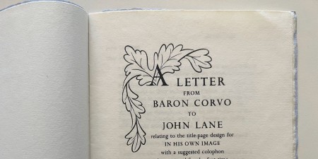 A Letter from Baron Corvo to John Lane