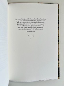 Special edition, colophon page