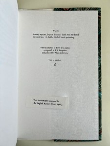 Standard edition, colophon page