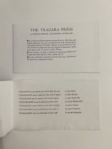 The Tragara Press Type Specimen [1974]